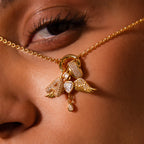 Diamond Angel Wing Charm Silver 18K Gold Plated