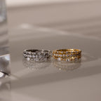 Diamond Crystal Stacking Ring Set Silver 18K Gold Plated