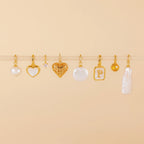 Mother of Pearl Heart Charm Silver 18K Gold Plated