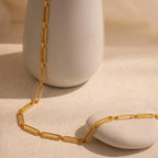 Diamond Link Chain Necklace Silver 18K Gold Plated