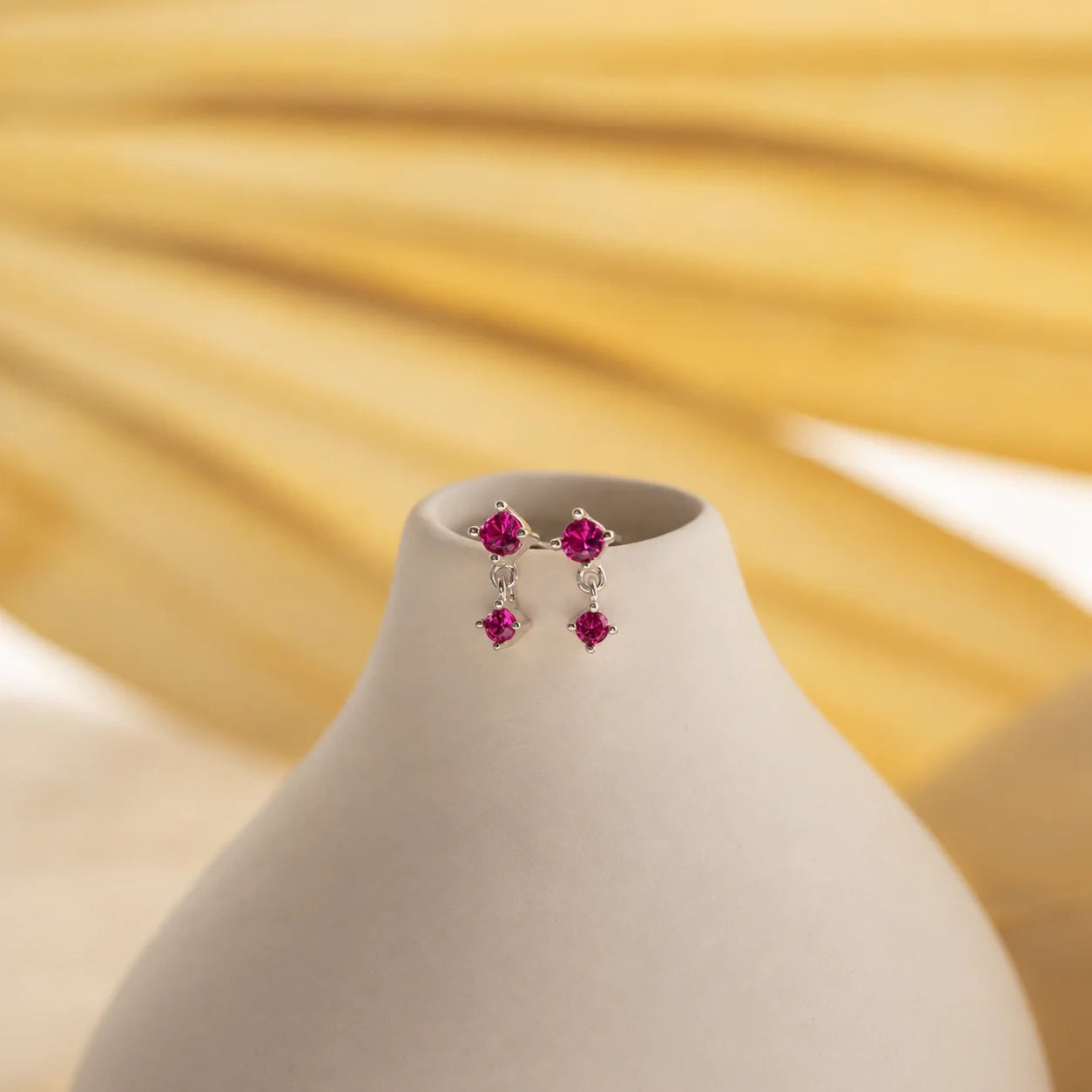 Ruby Birthstone Drop Studs