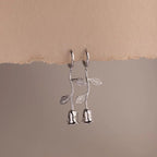 Dangling Rose Charms Huggie Earrings Studs Silver 18K Gold Plated