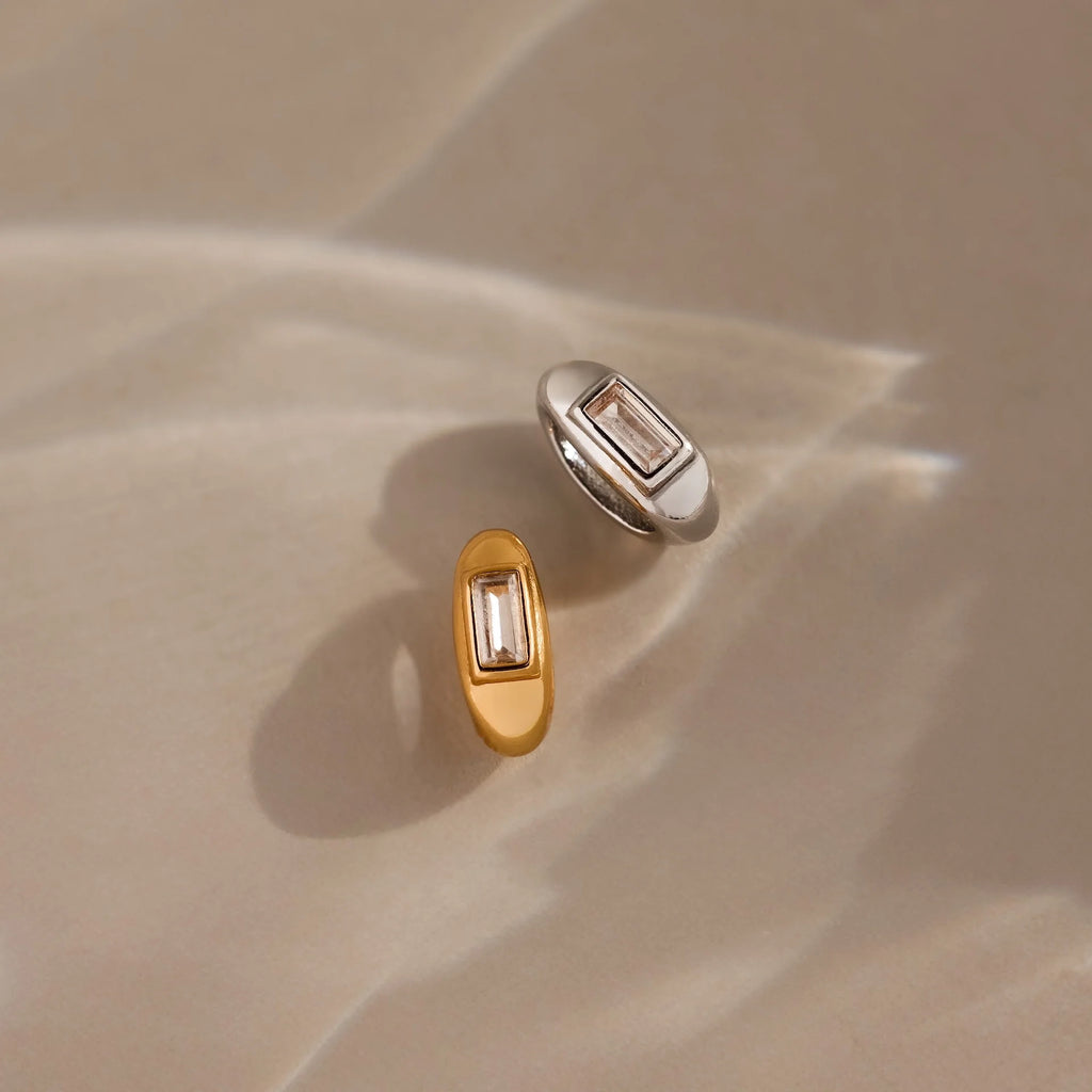 Baguette Diamond Spacer Charm Silver 18K Gold Plated
