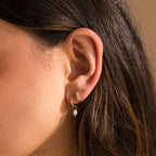 Mother of Pearl Inlay Huggies Silver 18K Gold Plated
