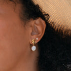 Knot Pearl Drop Earrings Silver 18K Gold Plated