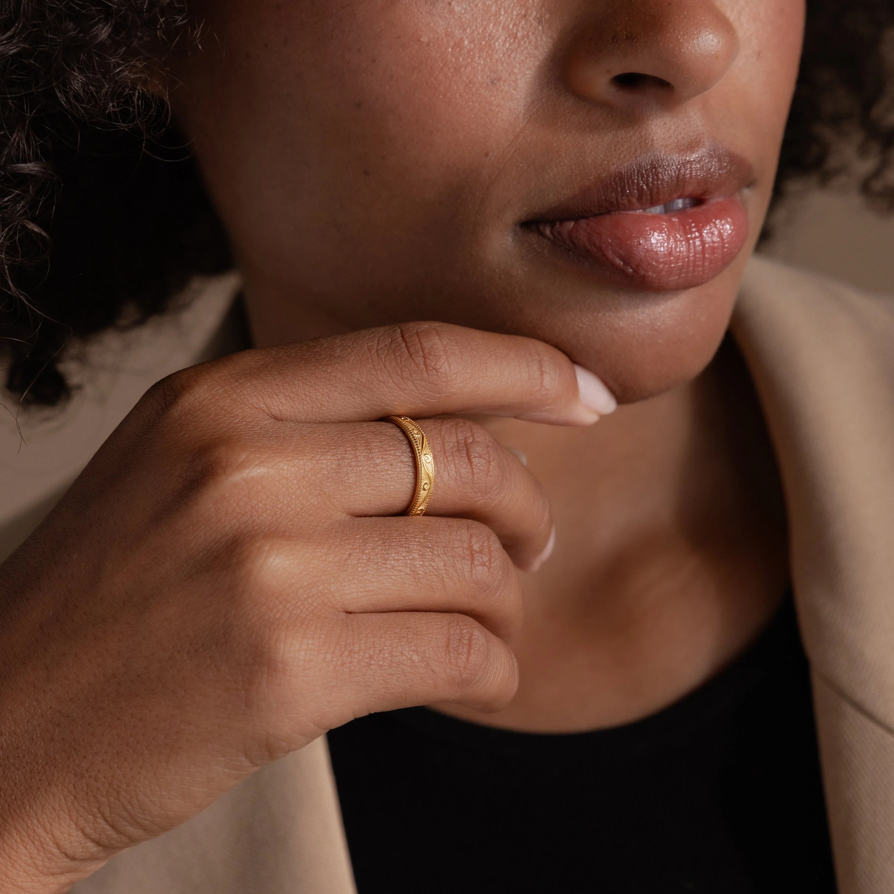Filigree Ring Silver 18K Gold Plated