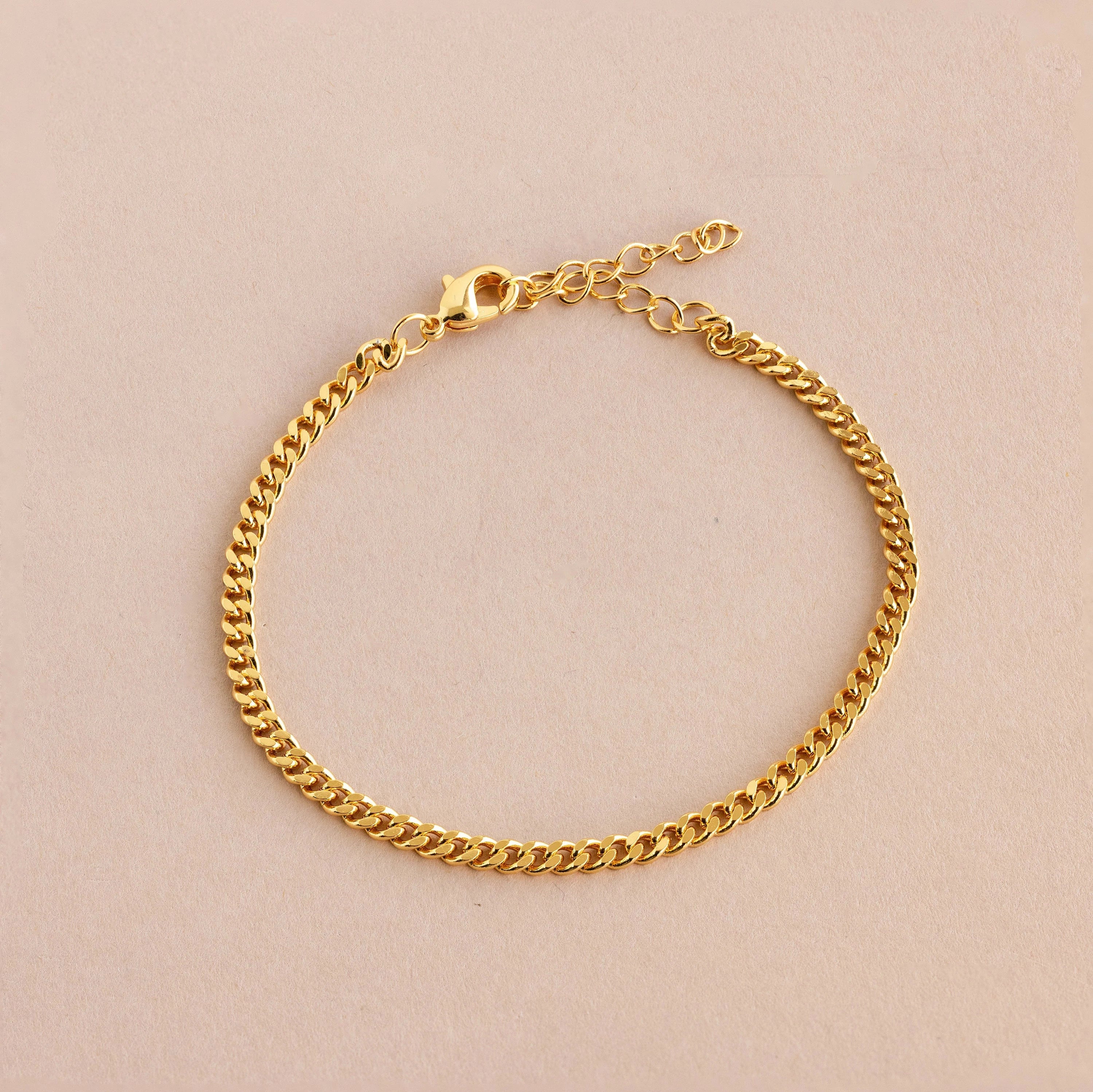 Curb Chain Bracelet Silver 18K Gold Plated