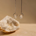 Herkimer Diamond Threader Earrings Silver 18K Gold Plated