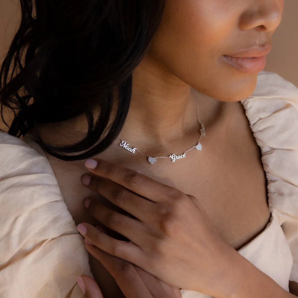 Mellow Name Heart Necklace Silver 18K Gold Plated