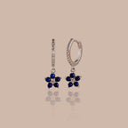Sapphire Blossom Drop Huggies Silver 18K Gold Plated