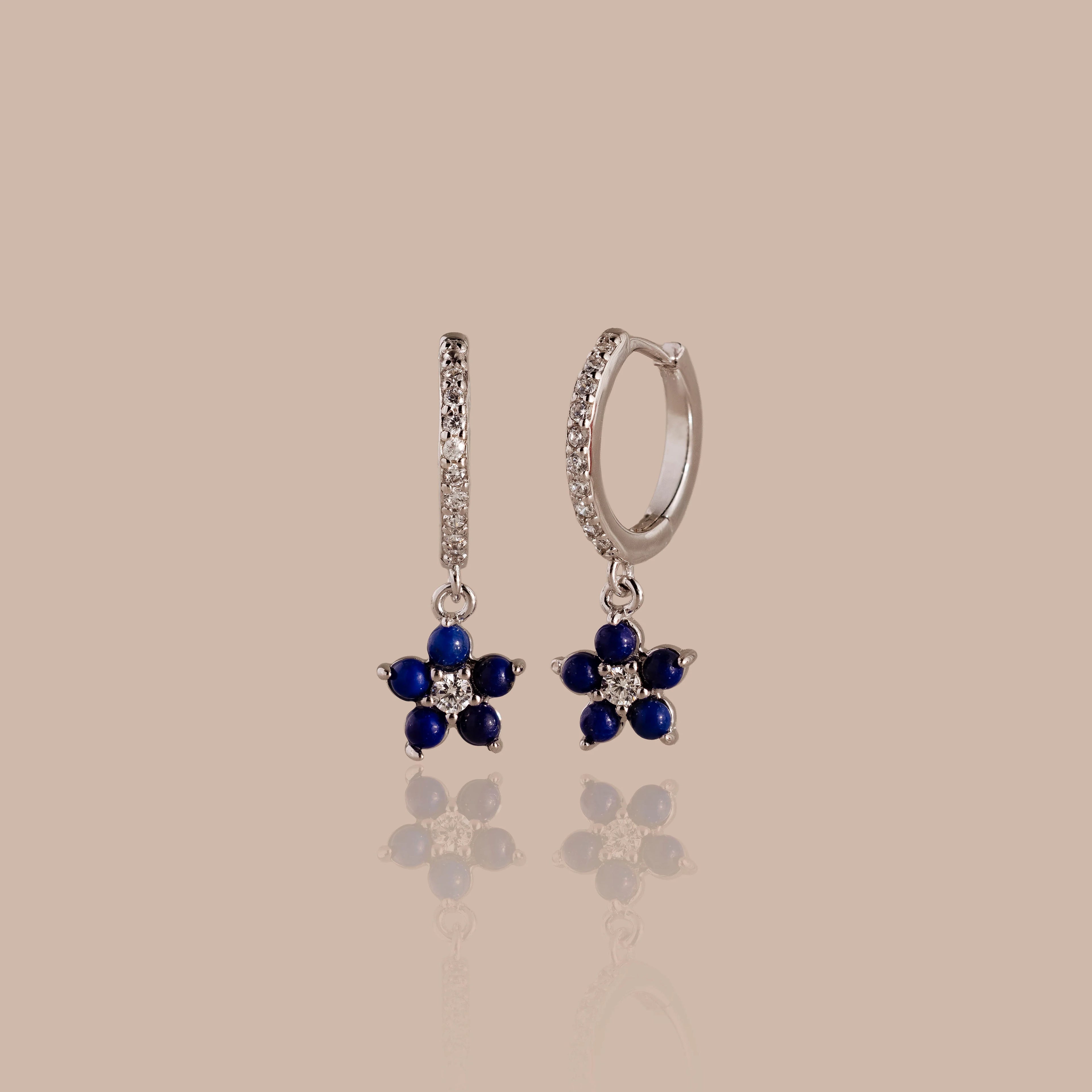 Sapphire Blossom Drop Huggies Silver 18K Gold Plated