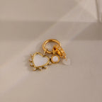 Pave Pearl Heart Charm Silver 18K Gold Plated