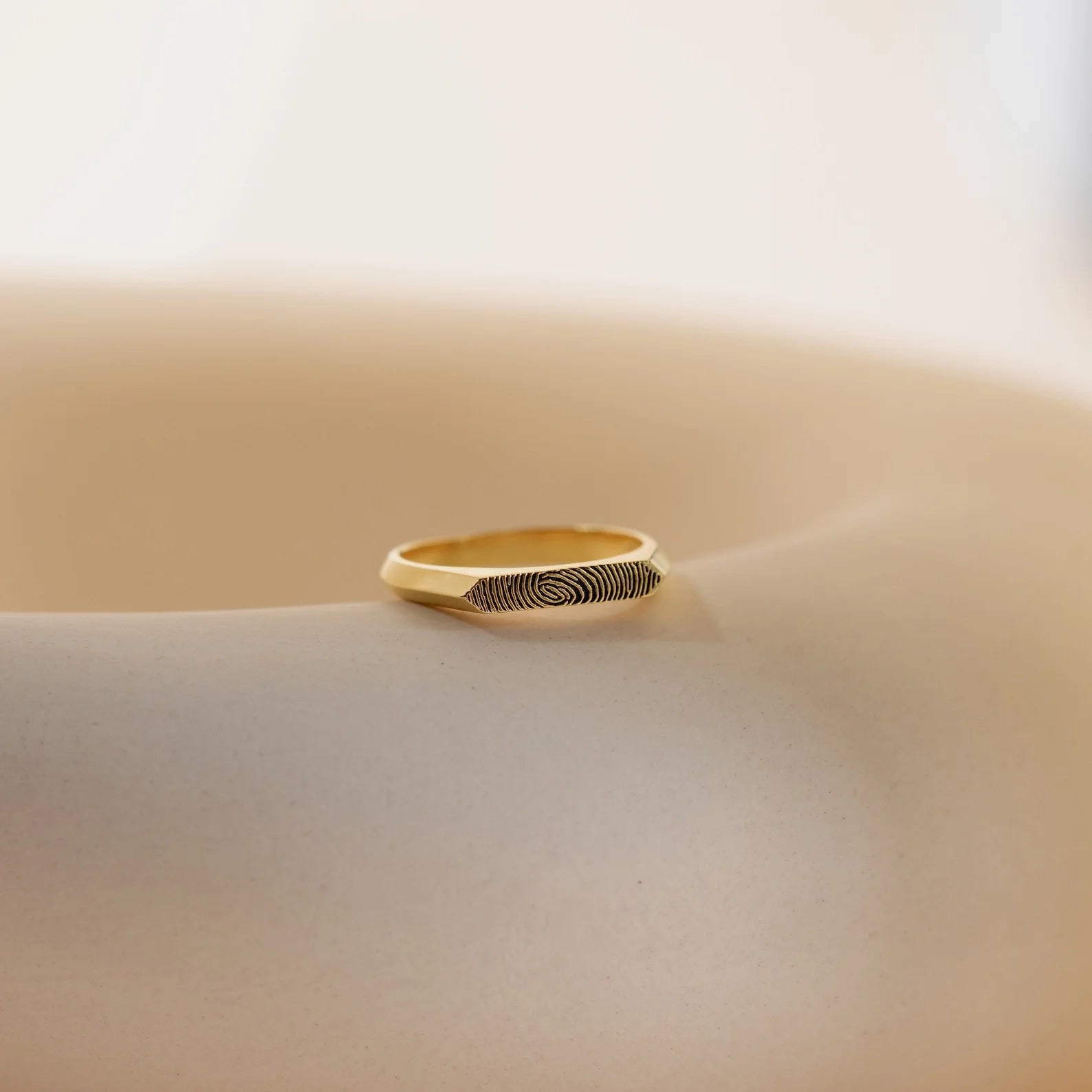 Thin Fingerprint Signet Ring Silver 18K Gold Plated