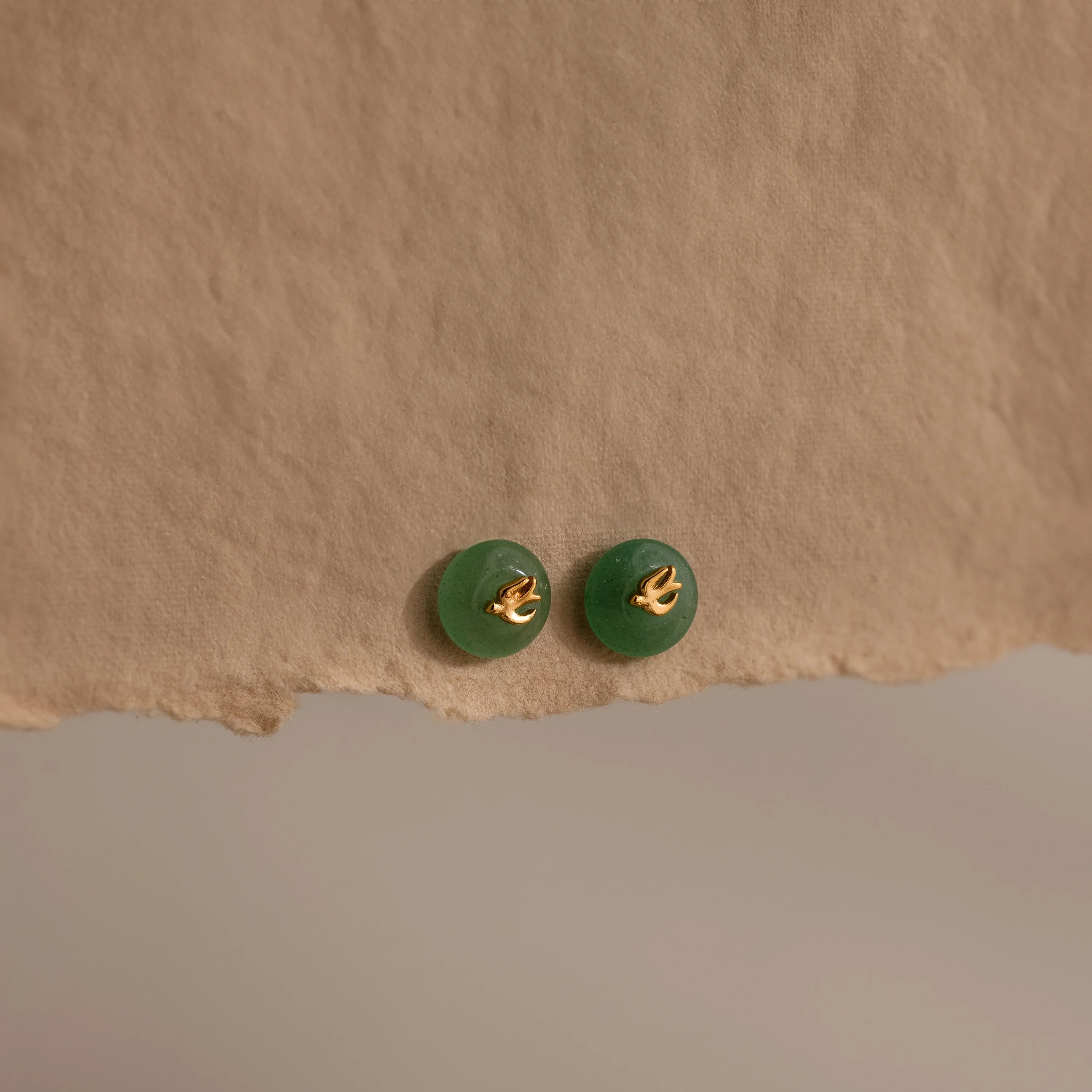 Jade Bird Studs Silver 18K Gold Plated