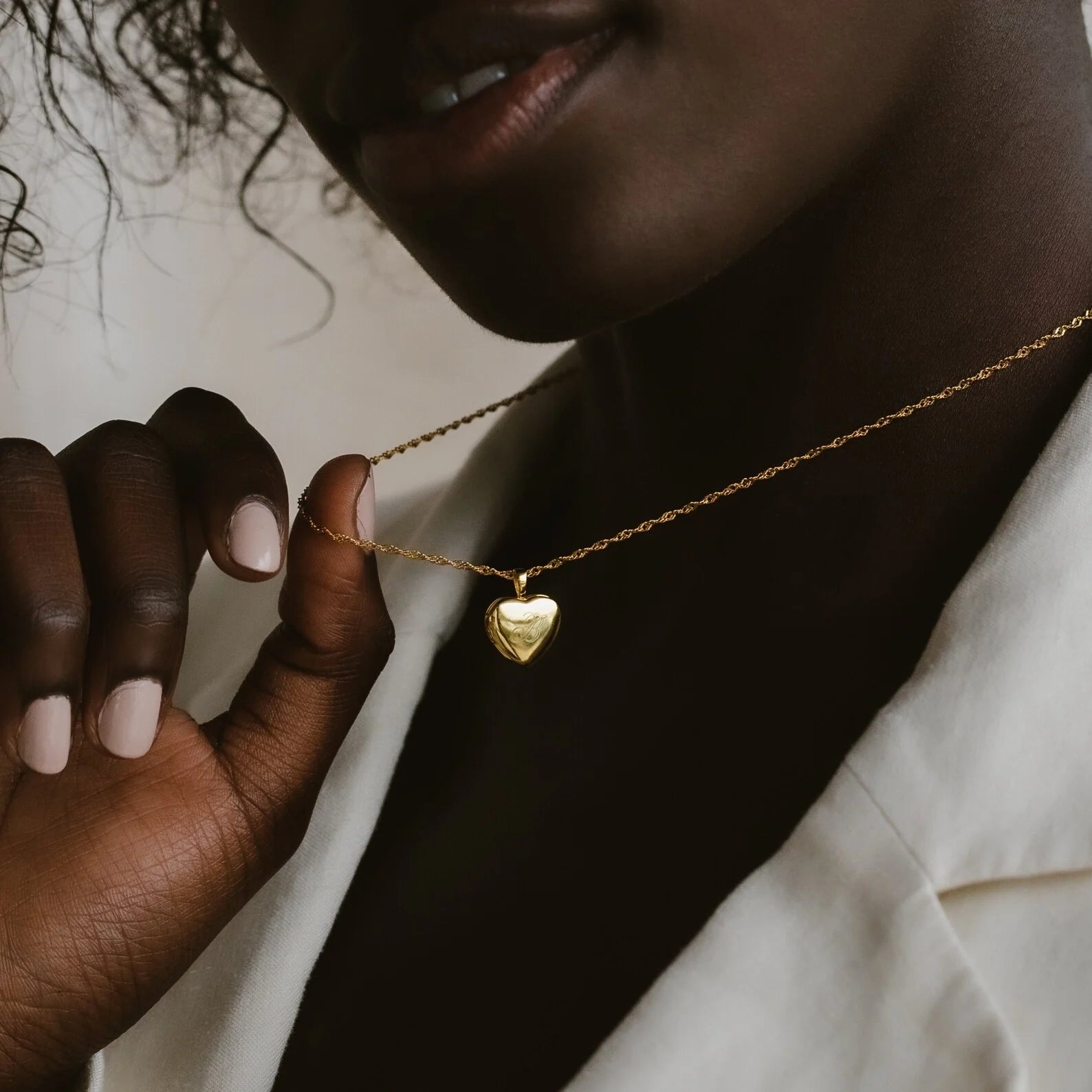 Initial Heart Locket Necklace Silver 18K Gold Plated