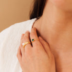 Harley Emerald Ring Silver 18K Gold Plated