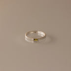 Peridot Dainty Ribbed  Ring Silver 18K Gold Plated