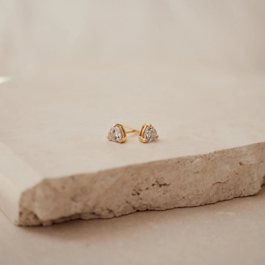 Triangle Diamond Studs Silver 18K Gold Plated