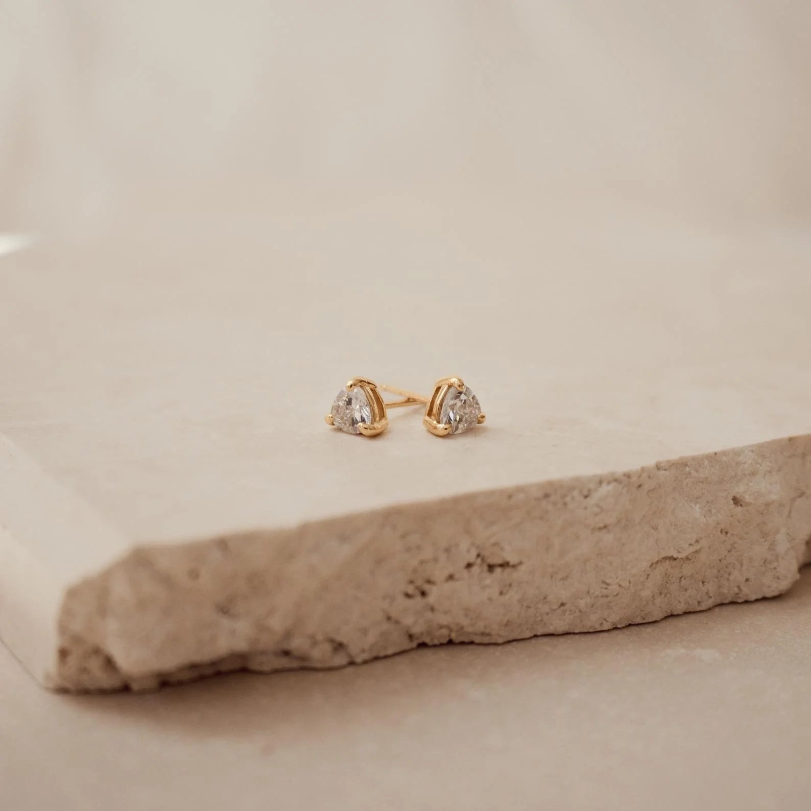 Triangle Diamond Studs Silver 18K Gold Plated