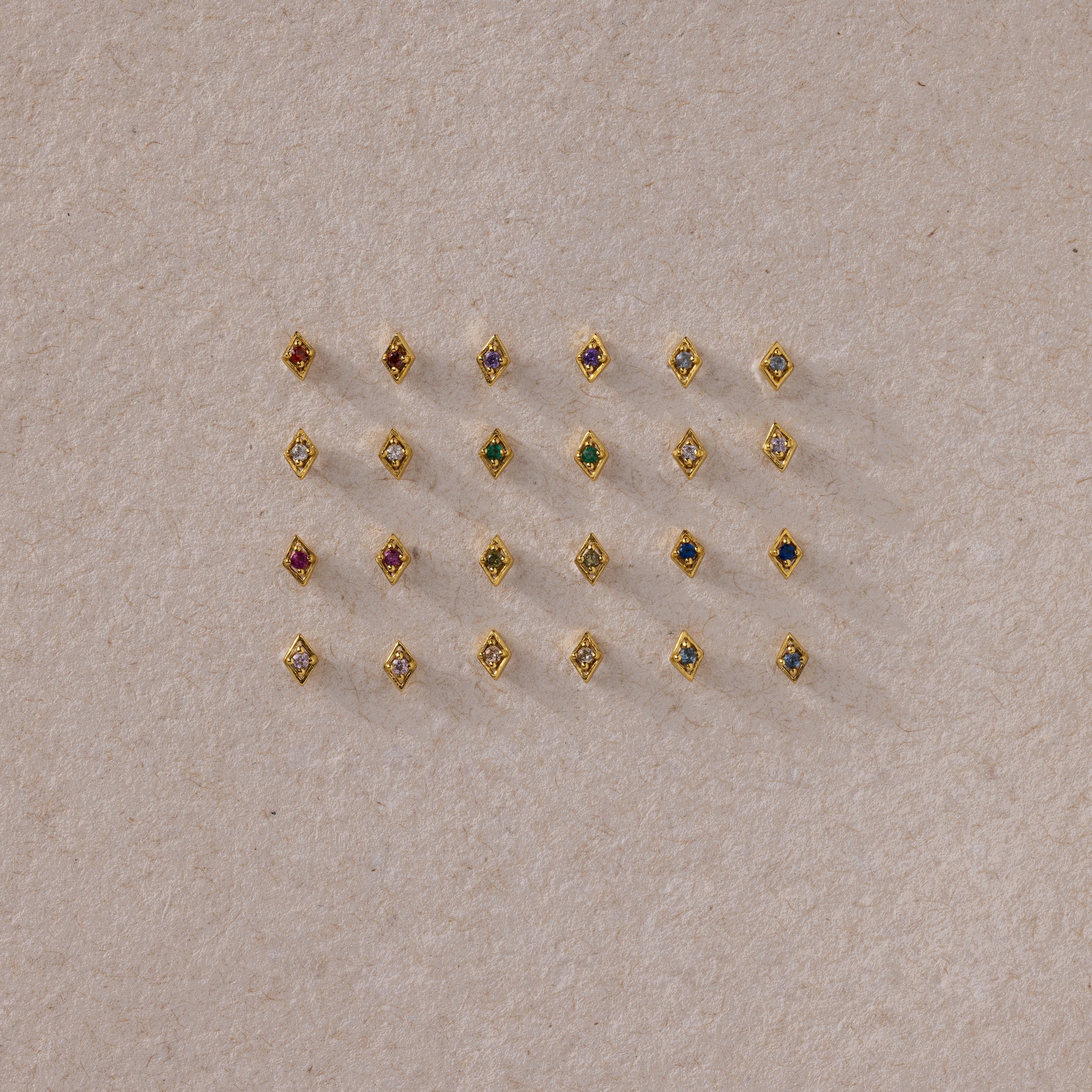 Geometric Blue Zircon Flat Back Studs Silver 18K Gold Plated