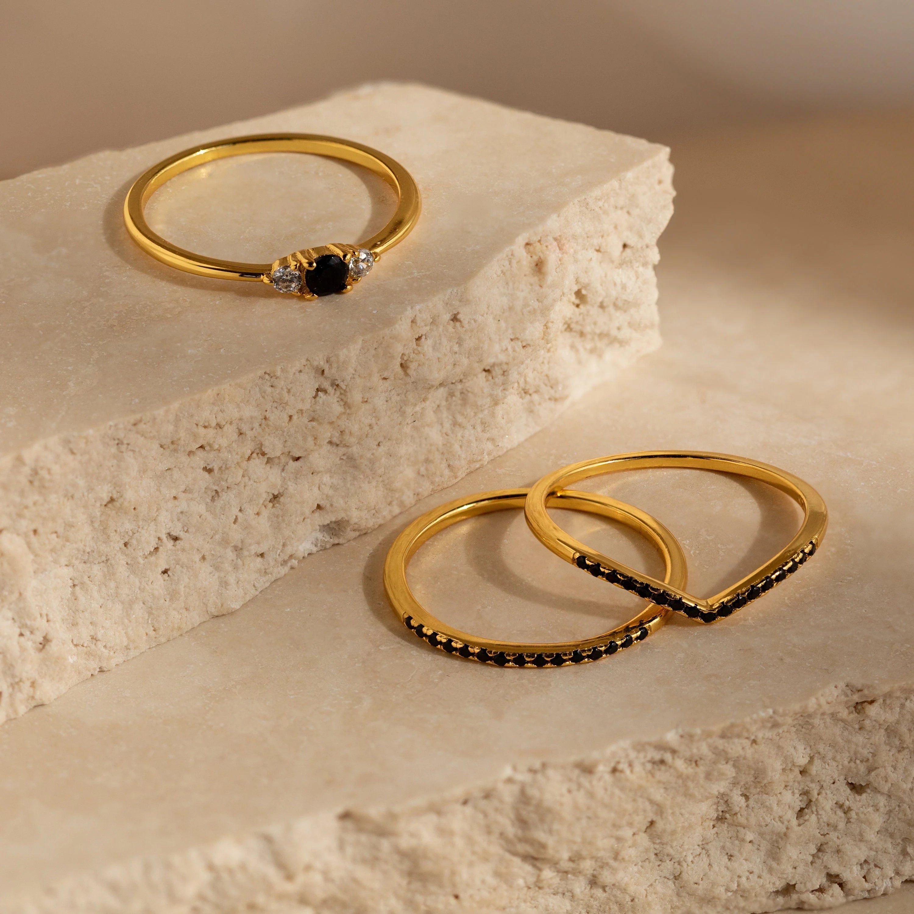 Set of 3 Black Diamond Rings Collection