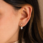 Moonstone Pearl Drop Earrings Silver 18K Gold Plated