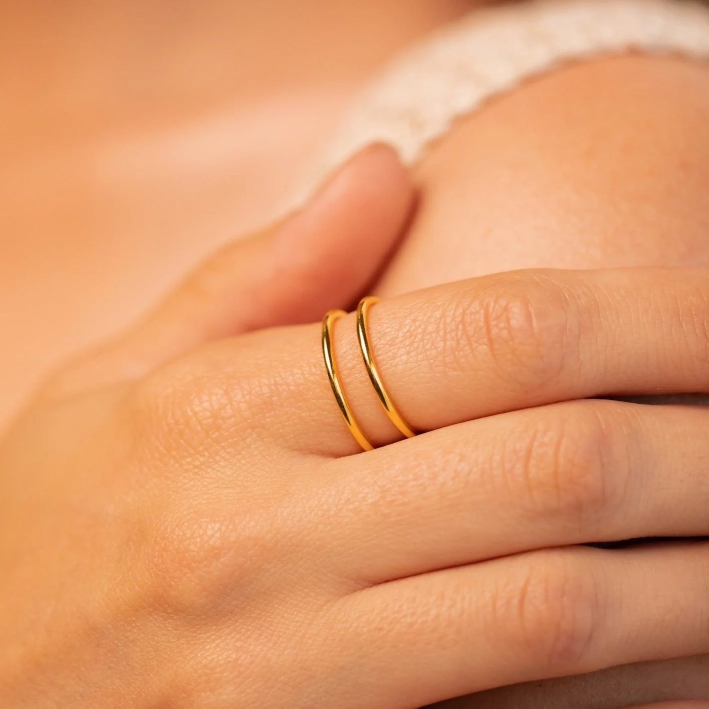 Everly Thin Duo Band Silver 18K Gold Plated