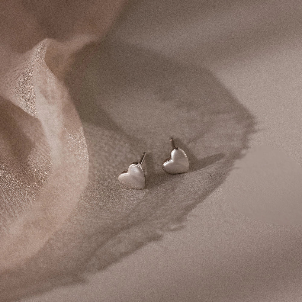 Heart Studs Silver 18K Gold Plated