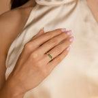 Pave Triple Birthstone Ring Silver 18K Gold Plated