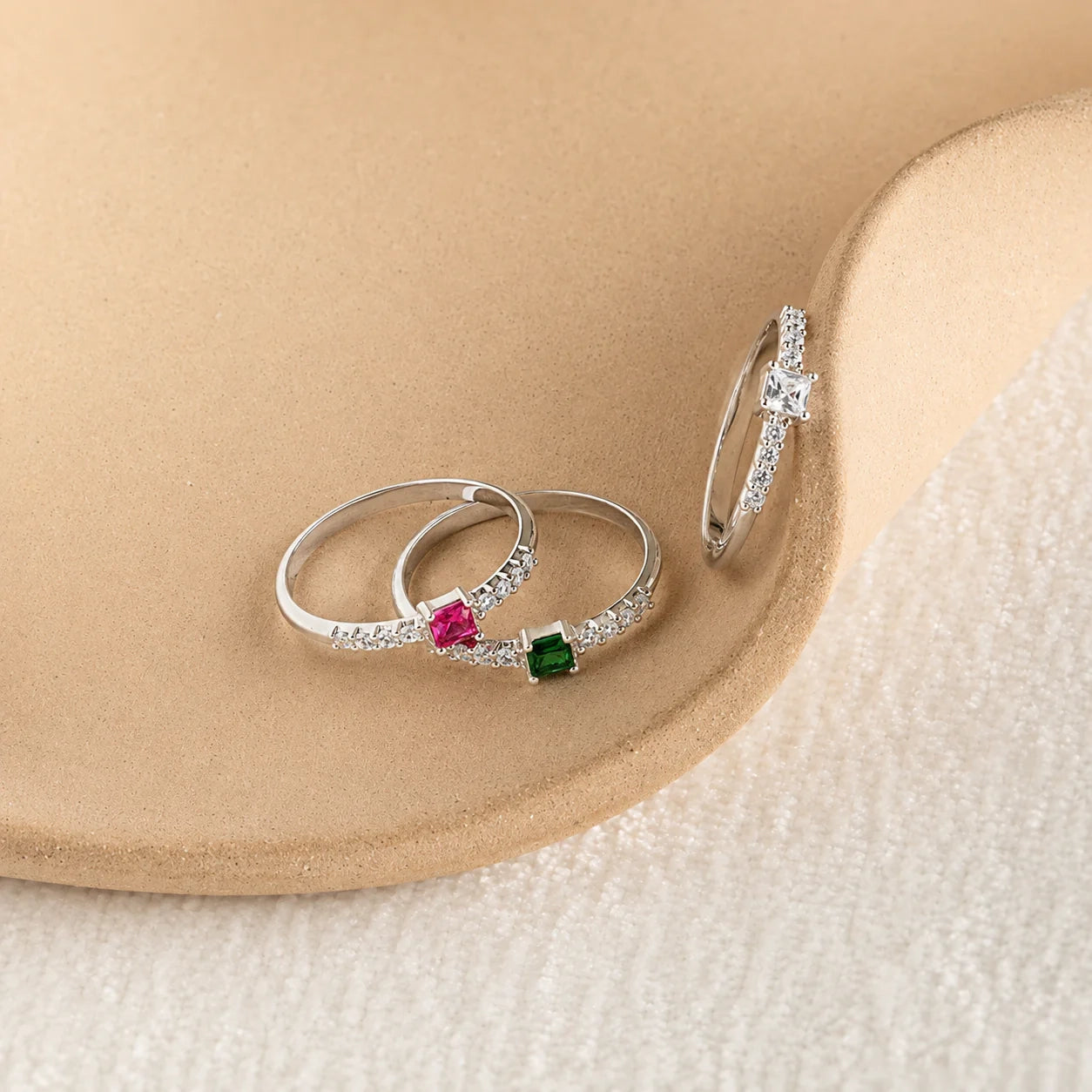Regal Radiance: The Pave Princess Birthstone Ring