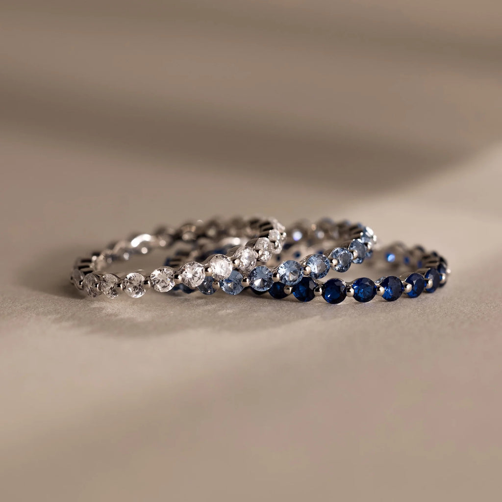 Lace Eternity Sapphire Ring Silver 18K Gold Plated