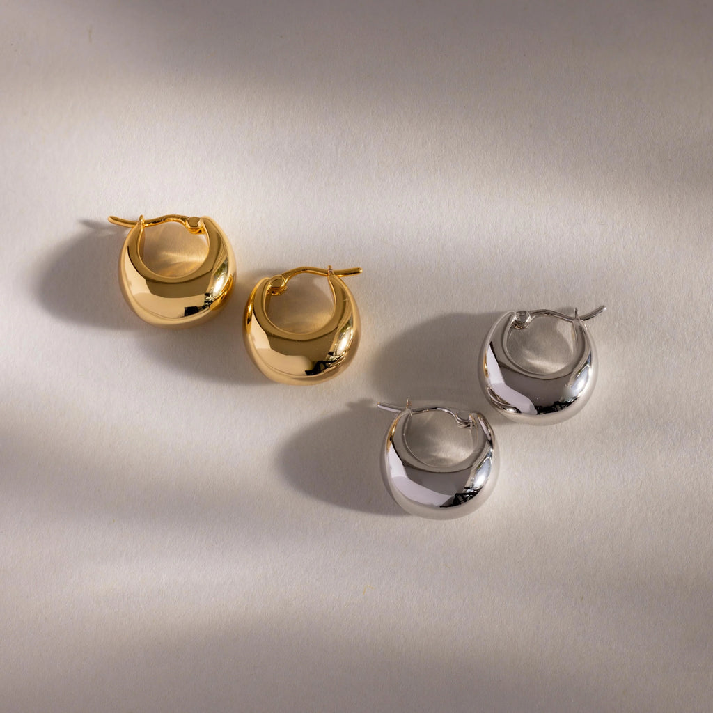 Bold Teardrop Earrings Silver 18K Gold Plated
