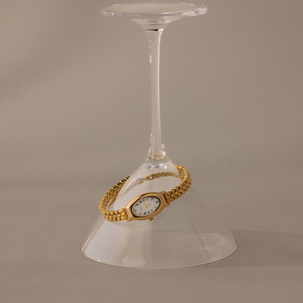 Grid Chain Timepiece Silver 18K Gold Plated
