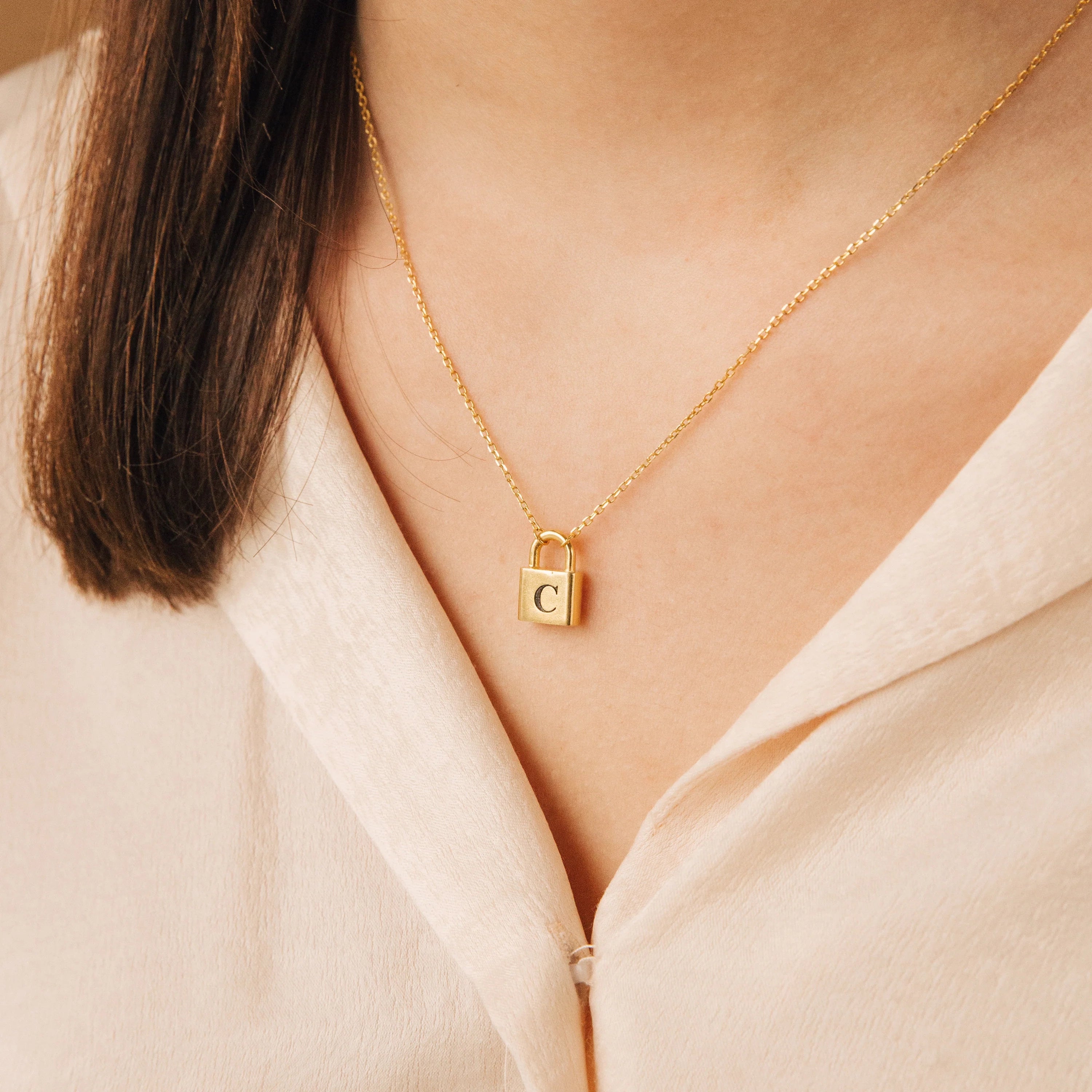 Padlock Necklace Silver 18K Gold Plated