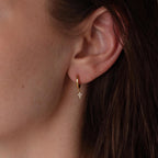 Pave Cross Huggies Silver 18K Gold Plated