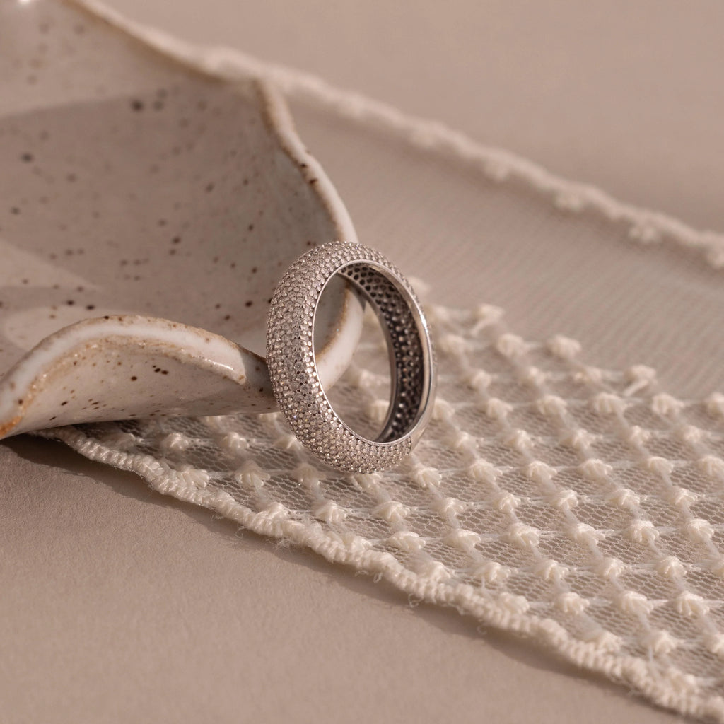 Bold Pave Stacking Ring Silver 18K Gold Plated