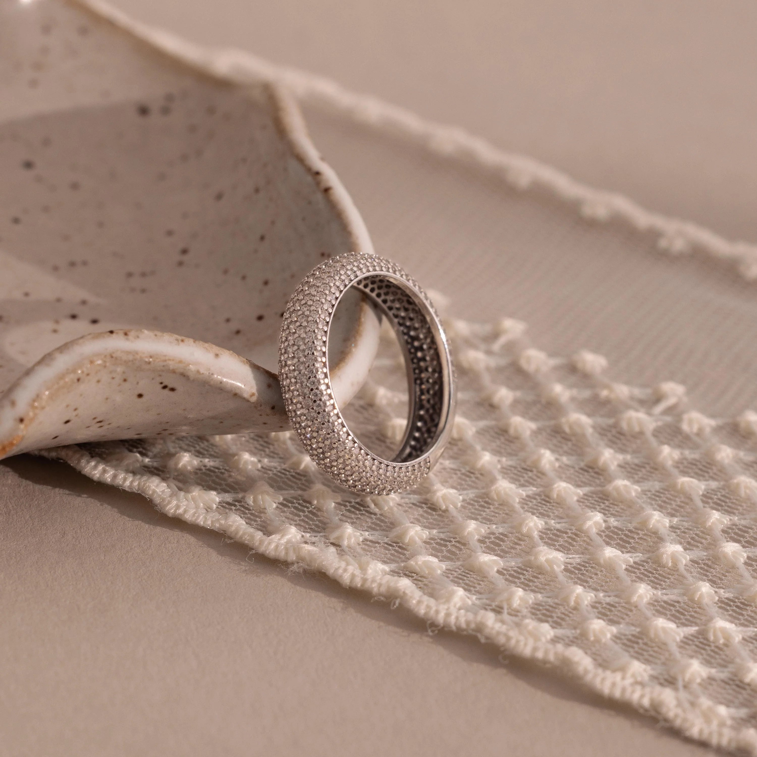 Bold Pave Stacking Ring Silver 18K Gold Plated