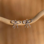 Classic Ribbon Bow Huggies Silver 18K Gold Plated