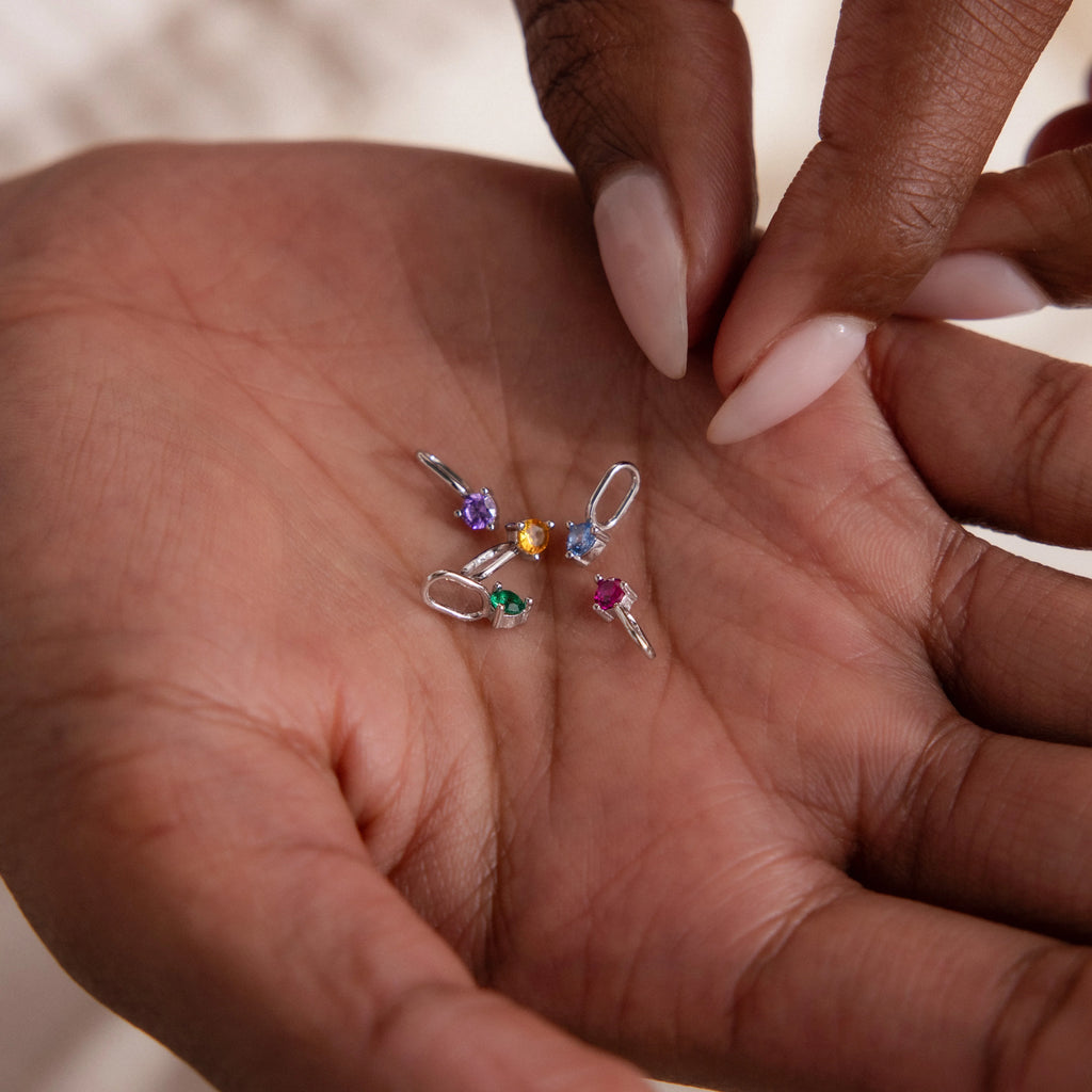 Dainty Aquamarine Charm Silver 18K Gold Plated
