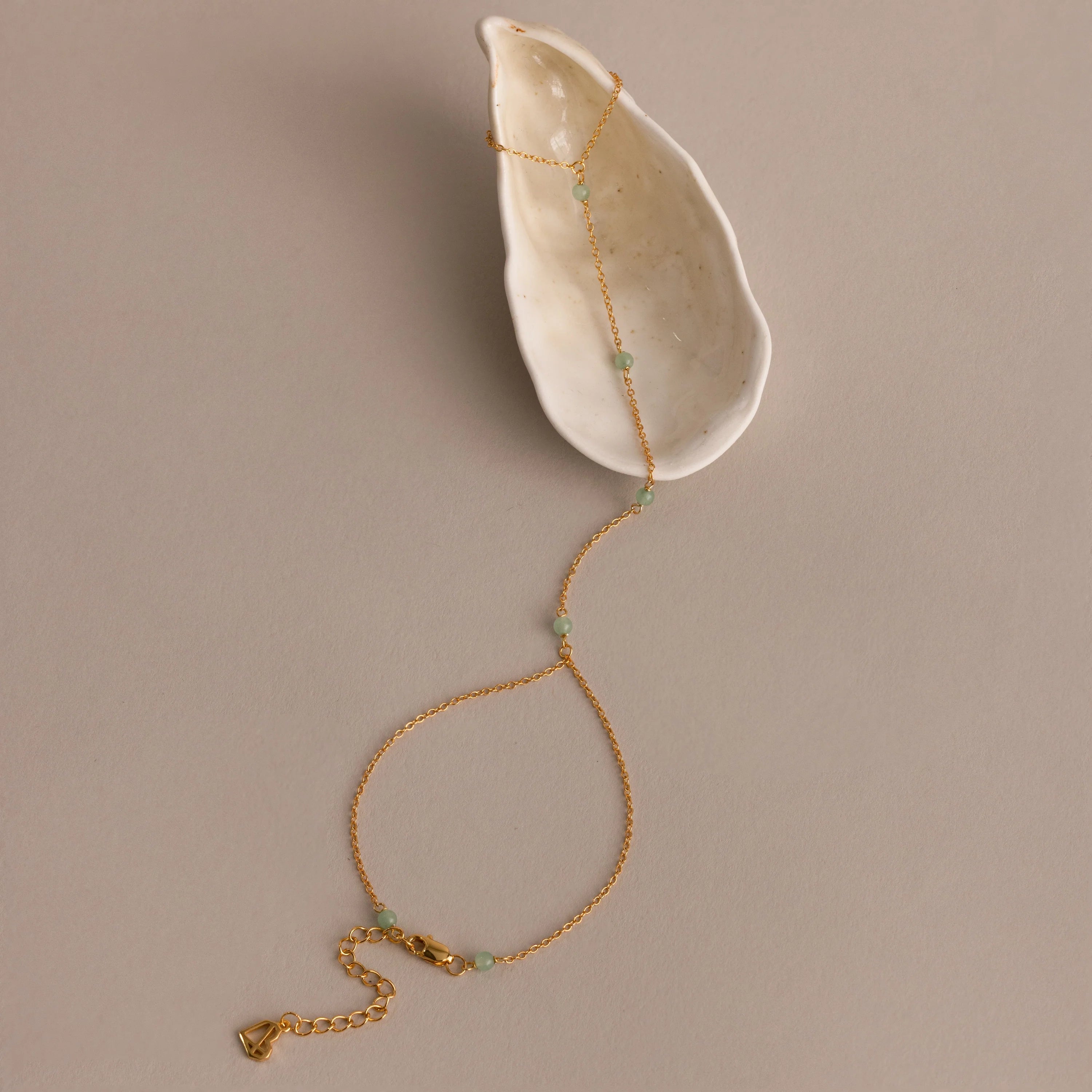 Jade Hand Chain Bracelet Silver 18K Gold Plated