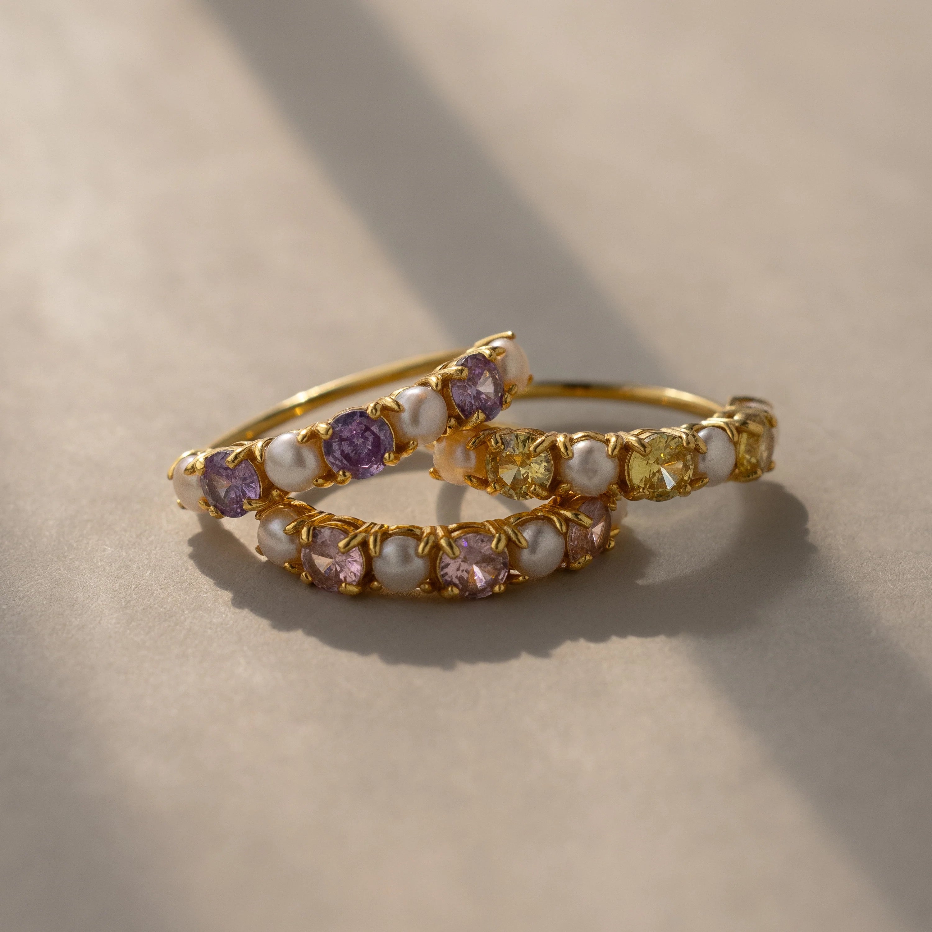 Blue Zircon & Pearl Lace Ring Silver 18K Gold Plated
