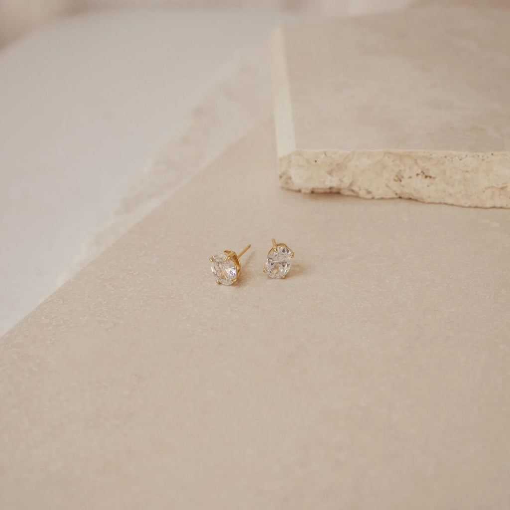 Diamonds Oval Diamond Studs Silver 18K Gold Plated