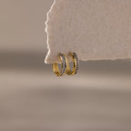 Half Pave Huggies Silver 18K Gold Plated