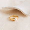 Freshwater Pearl Signet Ring Silver 18K Gold Plated