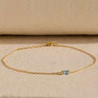 Baguette Cut Birthstone Bracelet Silver 18K Gold Plated