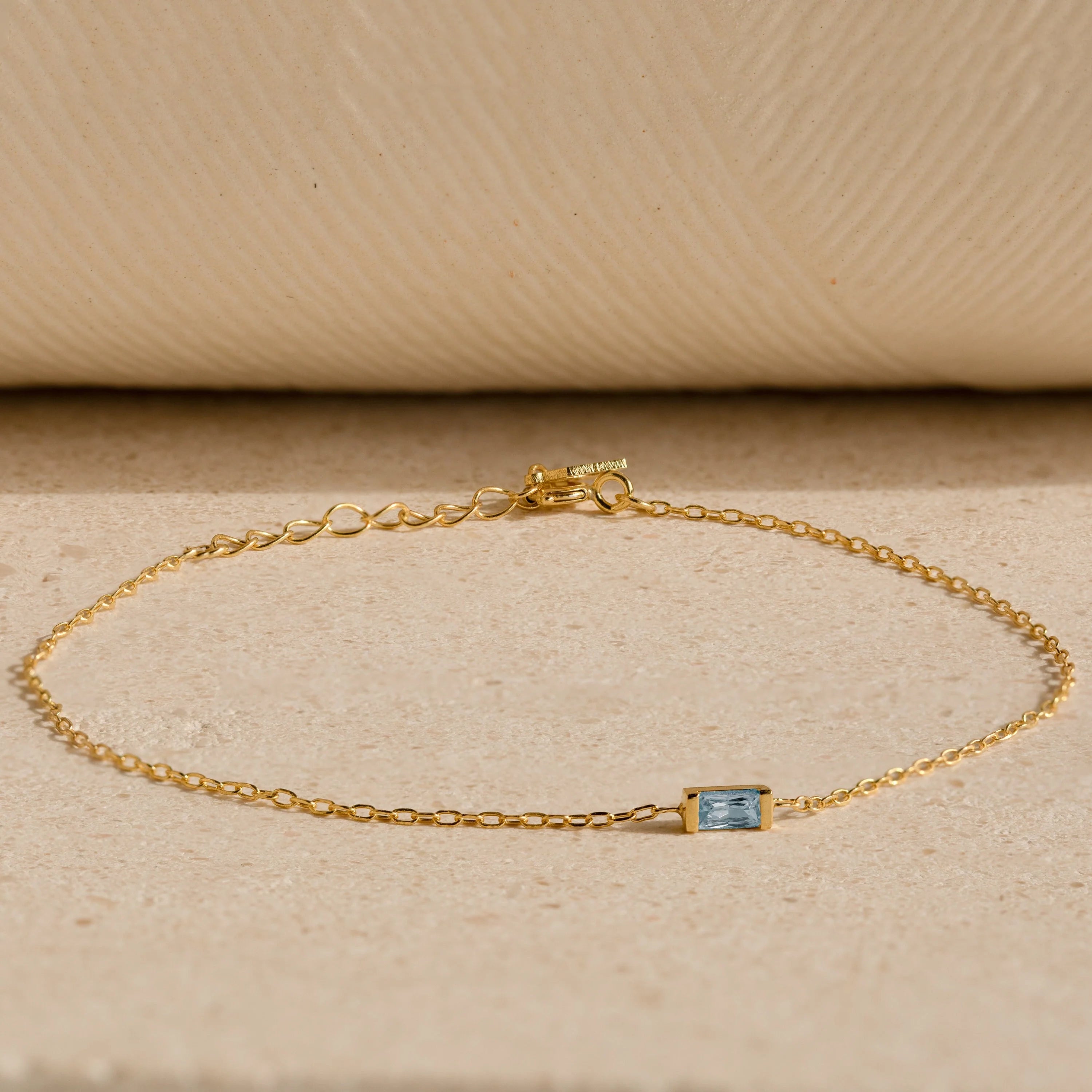 Baguette Cut Birthstone Bracelet Silver 18K Gold Plated