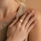 Oval Signet Charm Ring Silver 18K Gold Plated