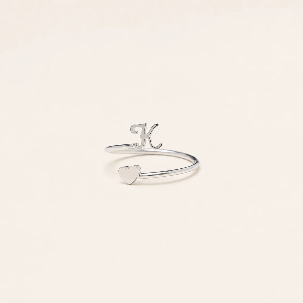 Initial Heart Wrap Ring