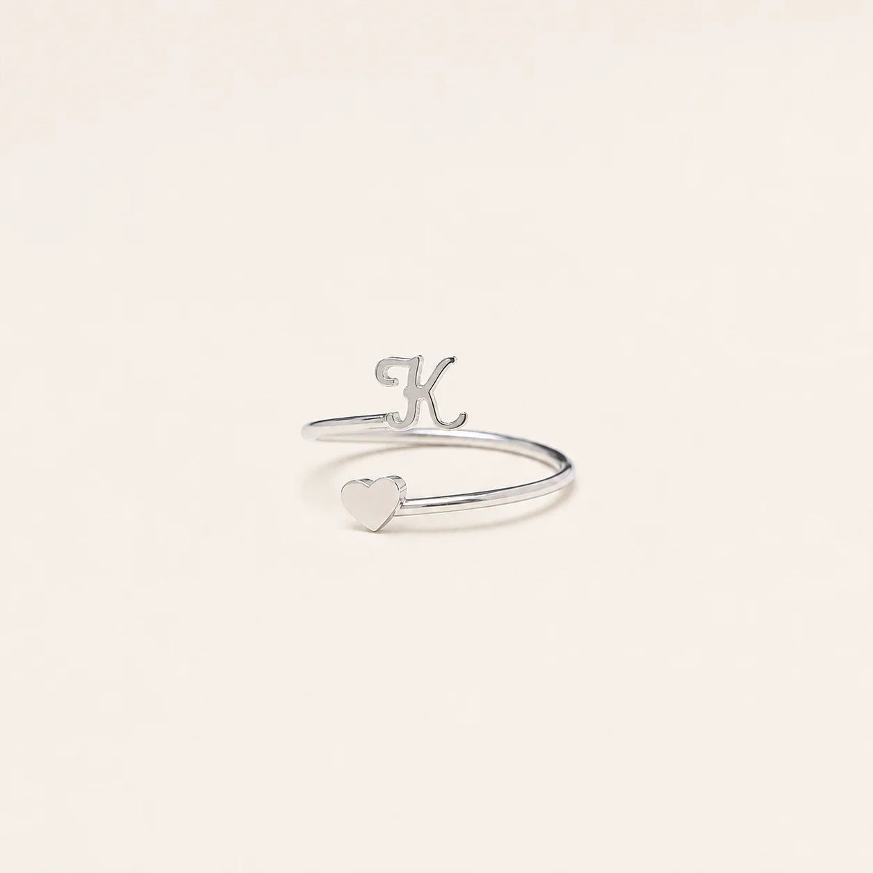 Initial Heart Wrap Ring