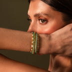 Beaded Jade Rolo Clasp Bracelet Silver 18K Gold Plated